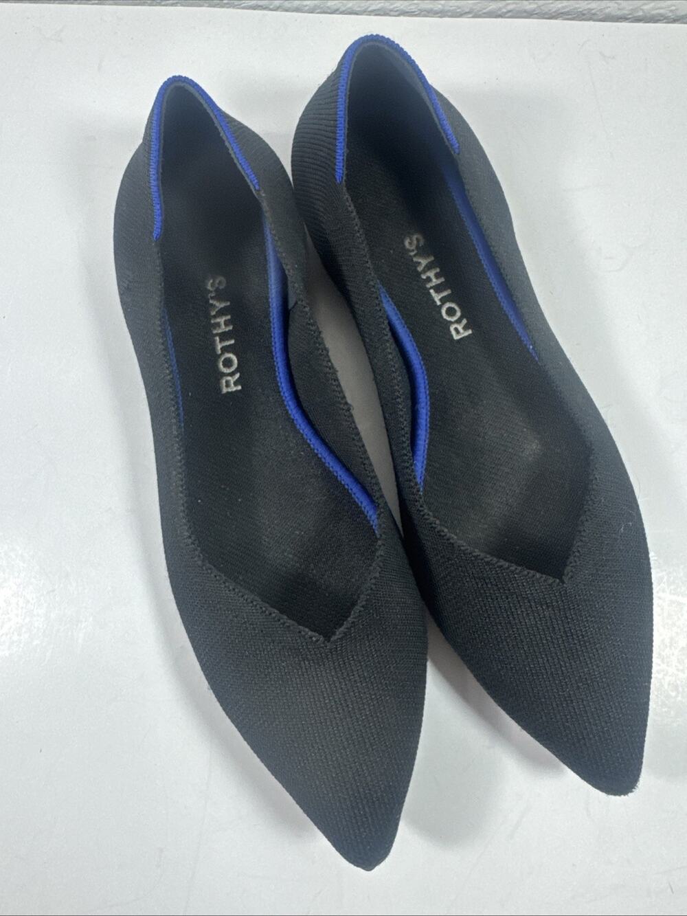 Rothyโs Ballet Flats Pointed Toe Black Office Comfort Business Casual Sz 9.5